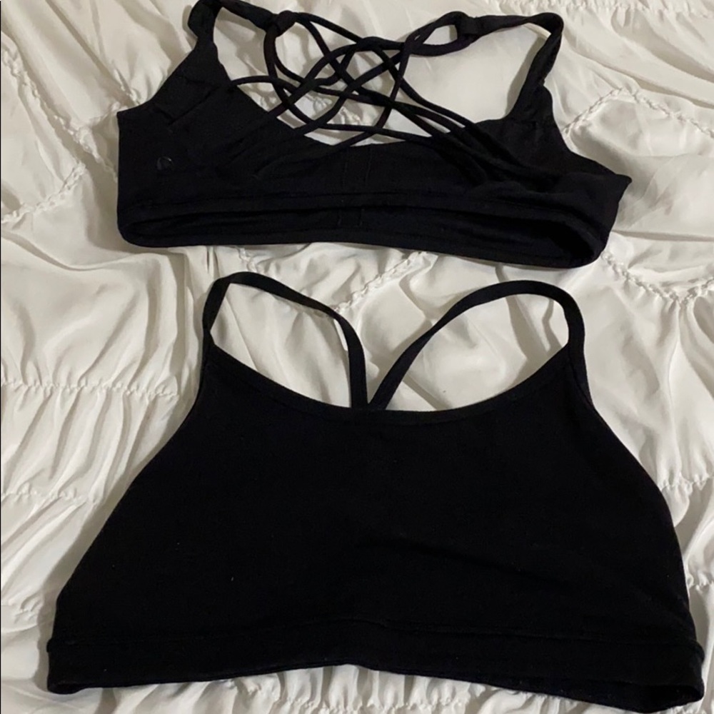 Two black lululemon sports bras